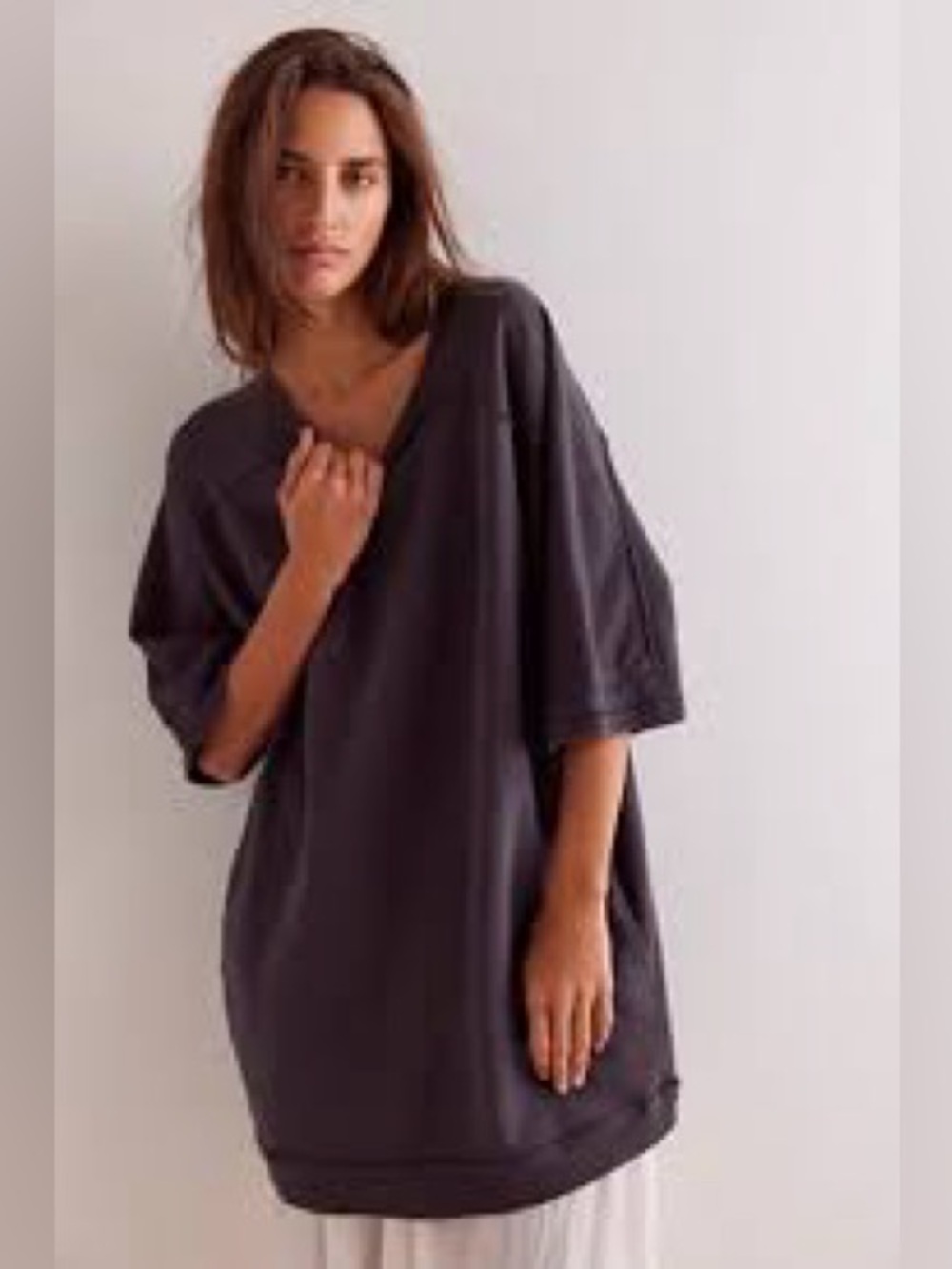 We the Free Mari Muscle pullover Mini Dress Dusty Plum Oversized Sweatshirt boho - Picture 8 of 13